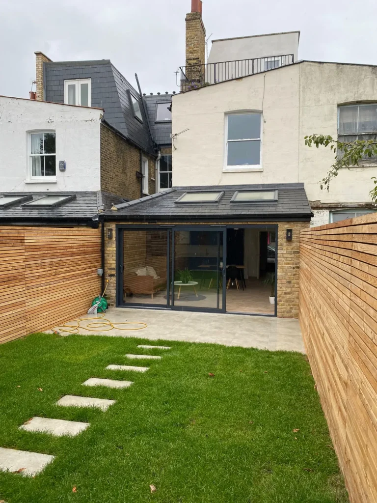 Rear extension with glazed doors and new garden on a terraced house – Tenfold Renovation