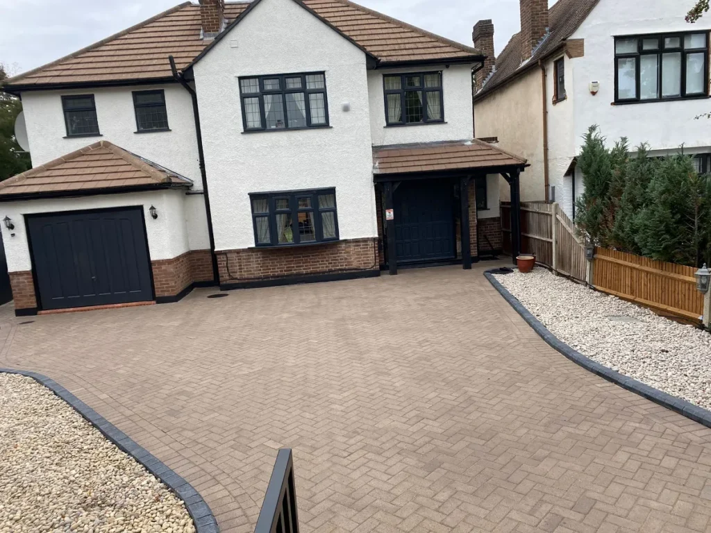 New block-paved driveway at a renovated detached house – Tenfold Renovation